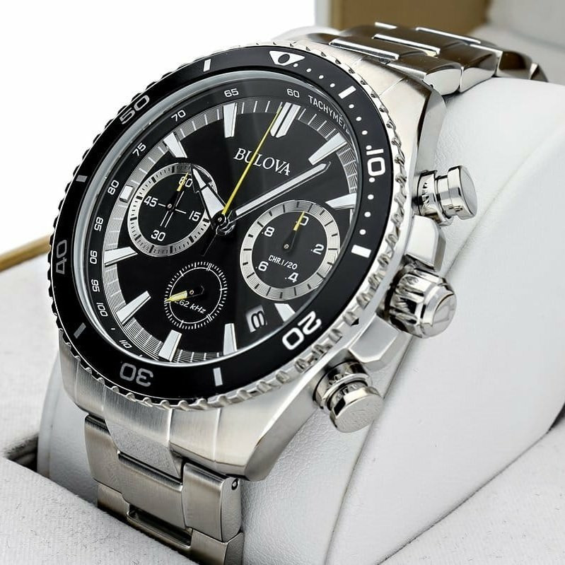 Bulova Precisionist Men’s Watch Chronograph Black Dial 98B298 Stainless Steel