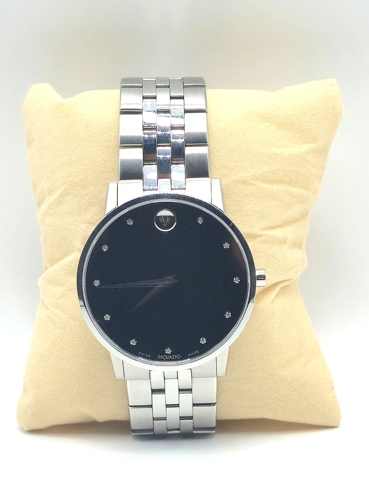 Movado Men’s Museum Classic Diamond Accent Swiss Quartz Watch New No Box Papers
