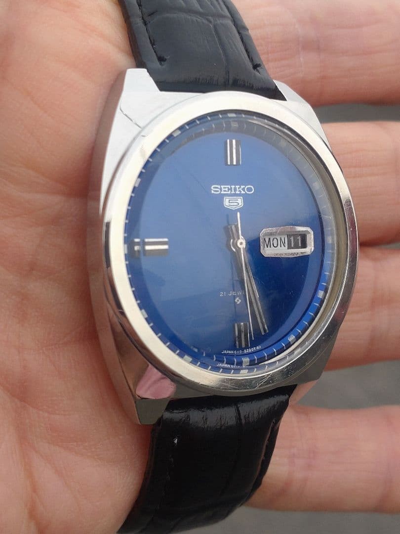 Vintage Seiko mechanical antique vintage Showa Seiko 5 blue rare