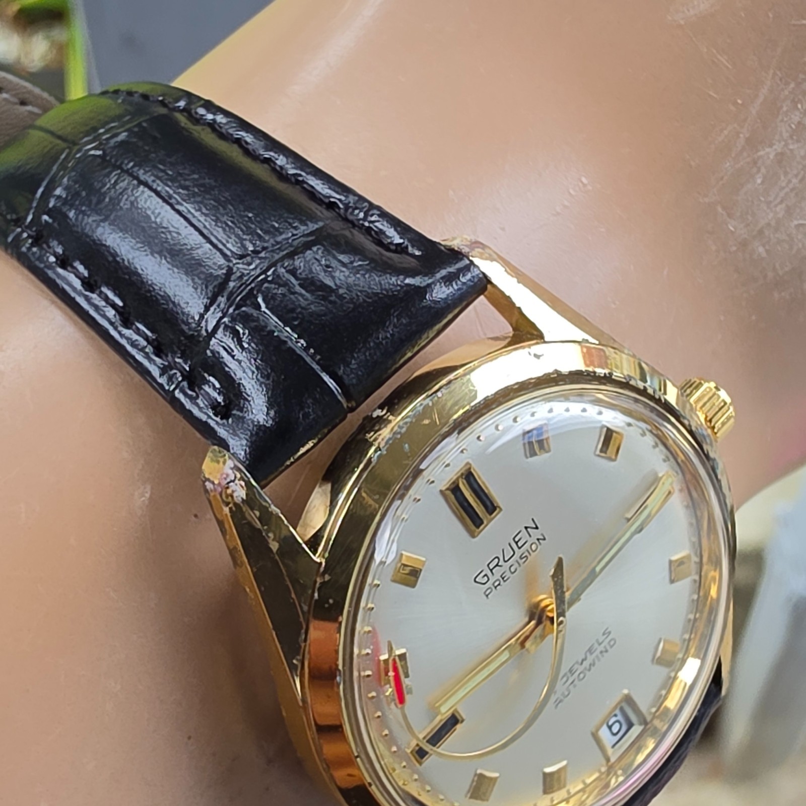 Vintage GRUEN men’s automatic watch Date Rocket second hand swiss 1960s