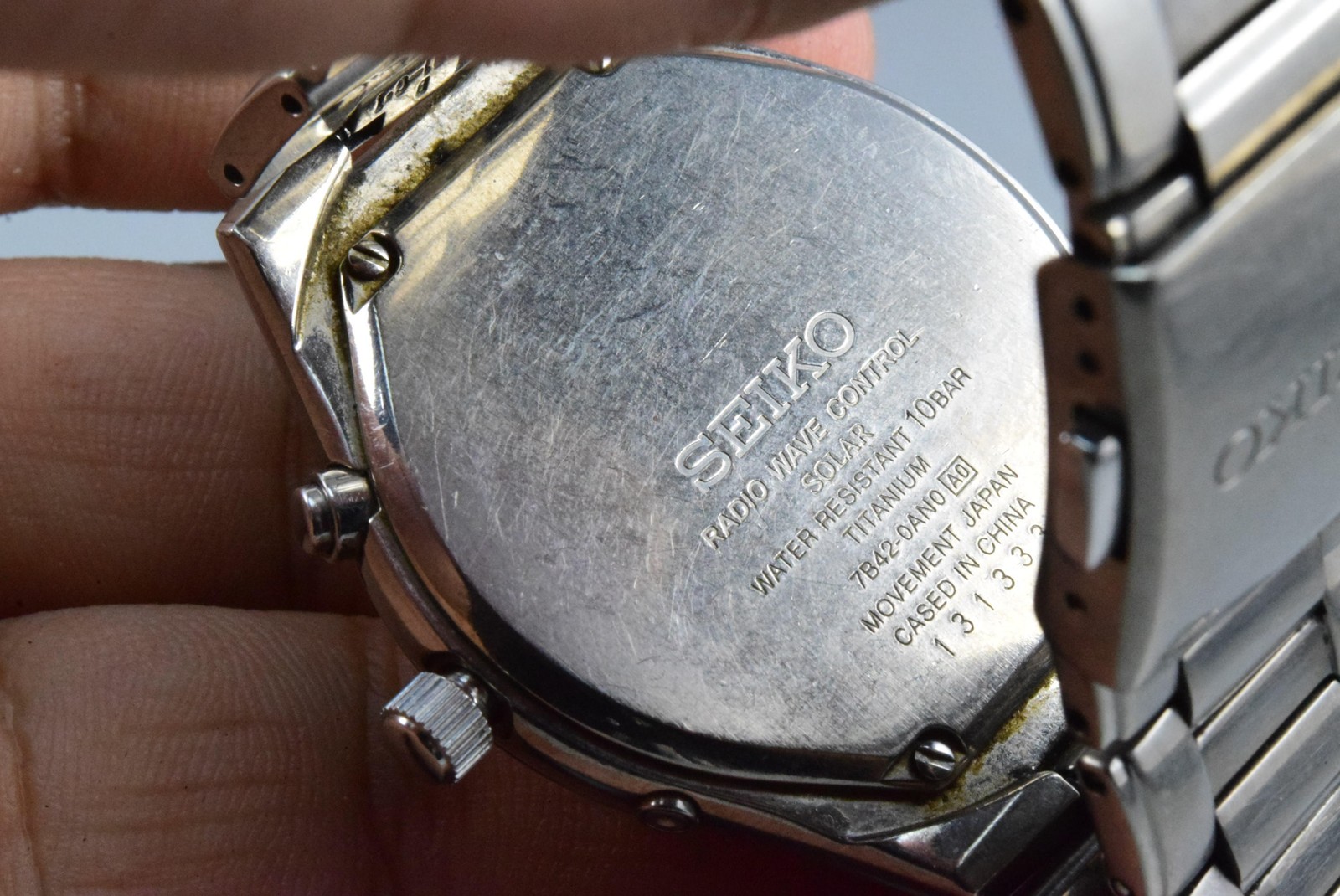Vintage watch Seiko Solar Titanium 7B42-0AN0 Black Men Quartz Round 42mm