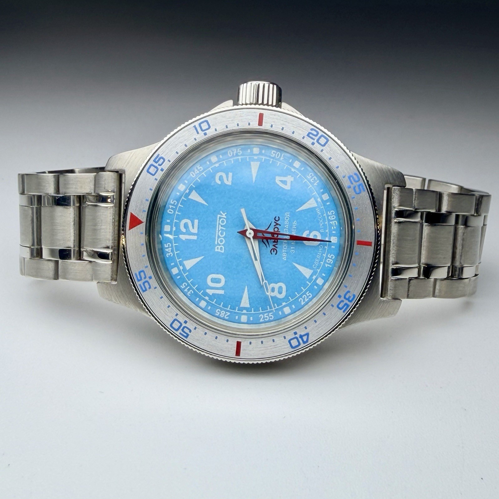 Vostok Amphibia Automatic Watch Elbrus Mountain Light Blue Limited Ed. 74044V
