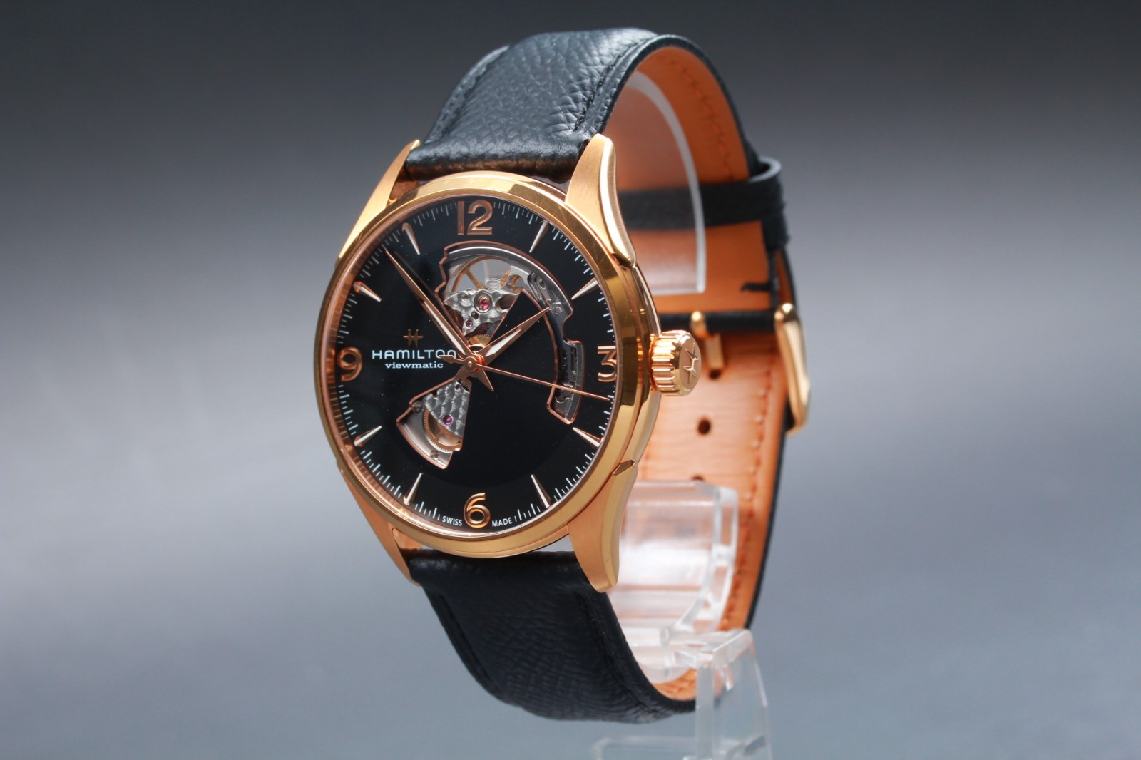 Hamilton Jazzmaster Open Heart H327350 Black Dial Automatic Mens Watch NEAR MINT