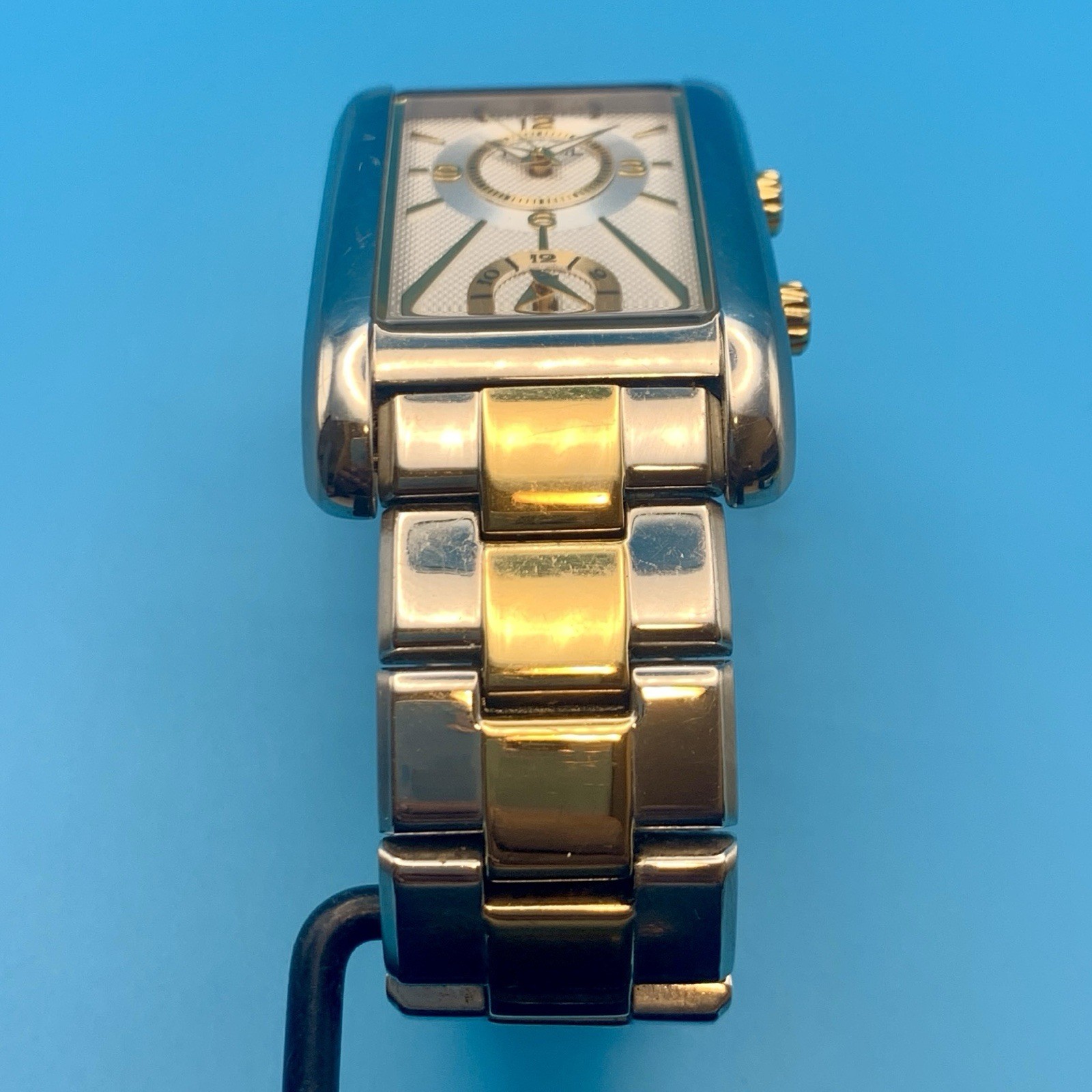 FOSSIL ARKITEKT FS-4228 Men’s Rare Dual Time Tank Watch St Steel Works New Batt