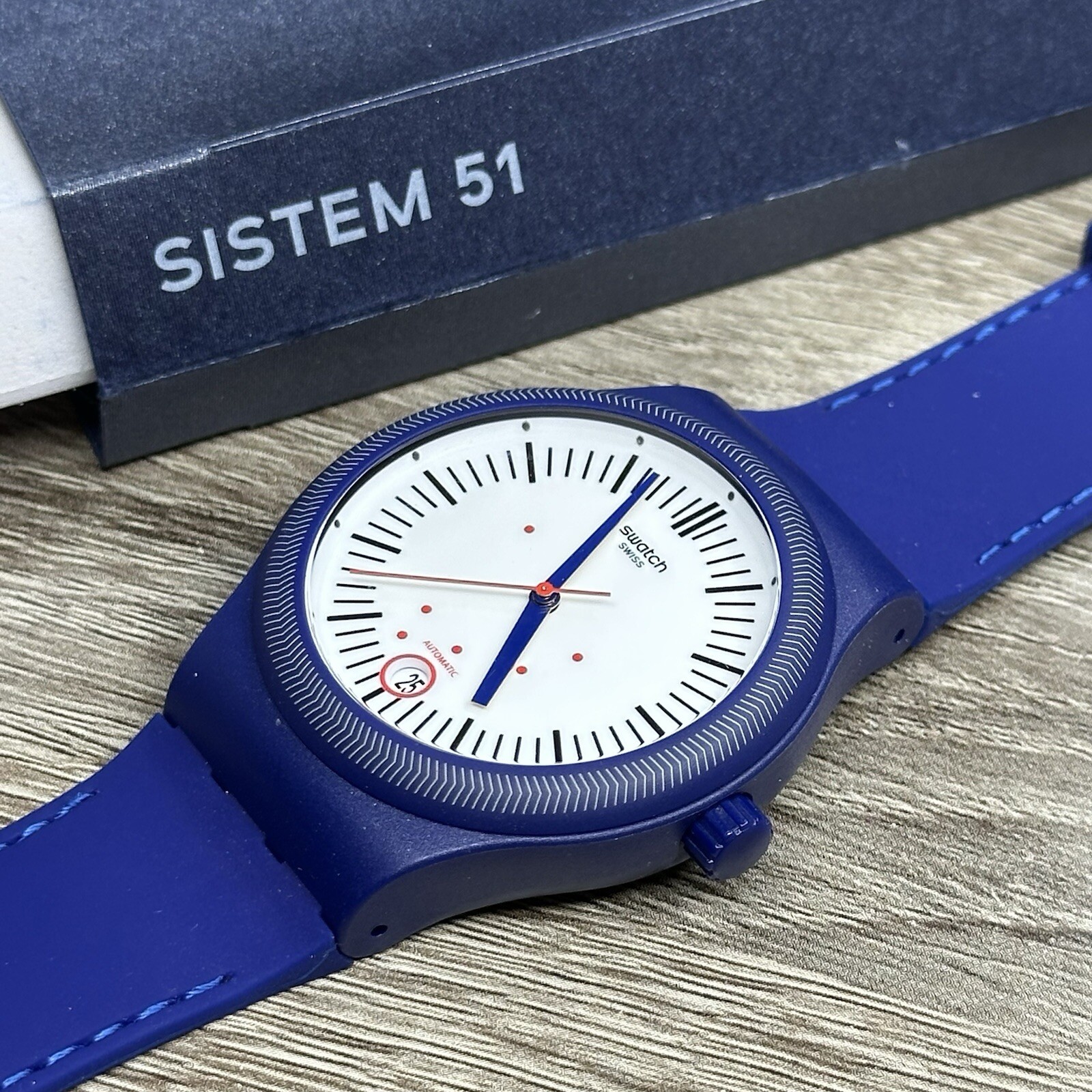 NEW✅AUTOMATIC✅ Swatch SISTEM-51 SISTEM GRID Blue Silicone Men’s Watch SUTN401