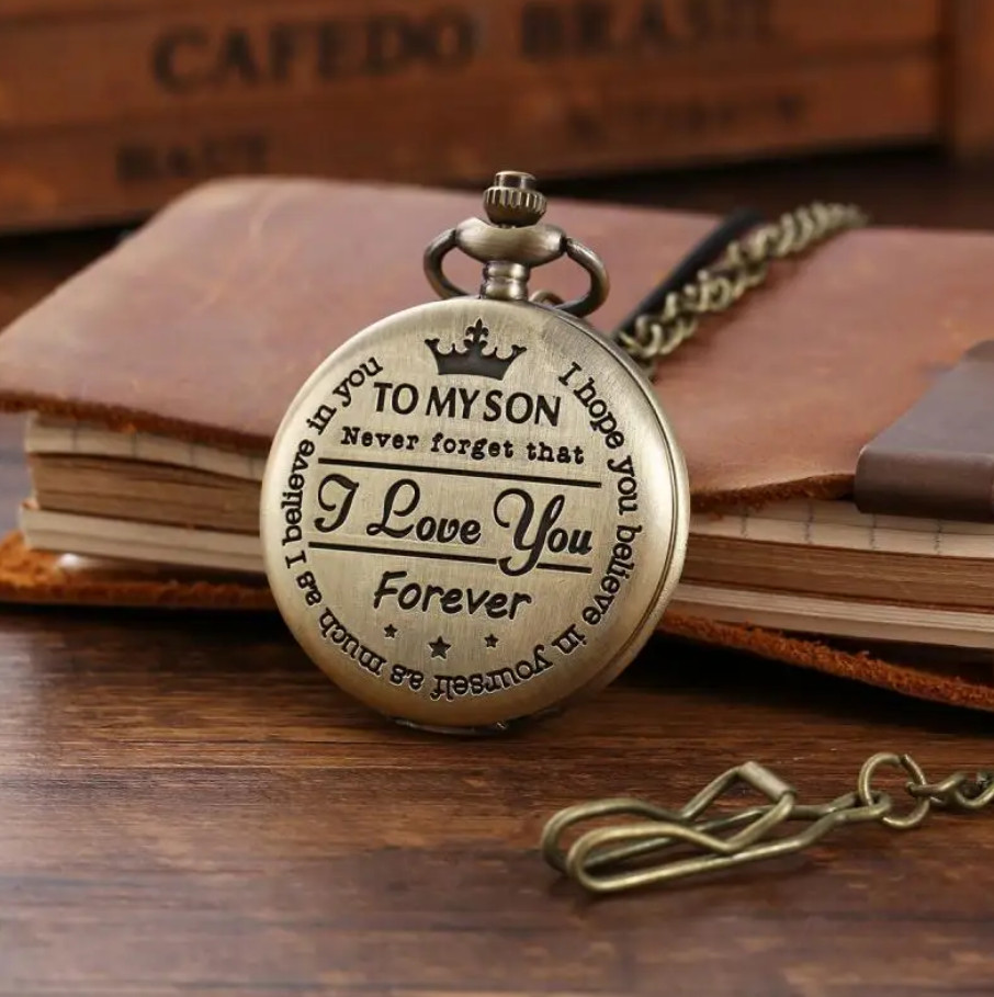 “TO MY SON/ DAUGHTER/ DAD” Quartz Pocket Chain Watch