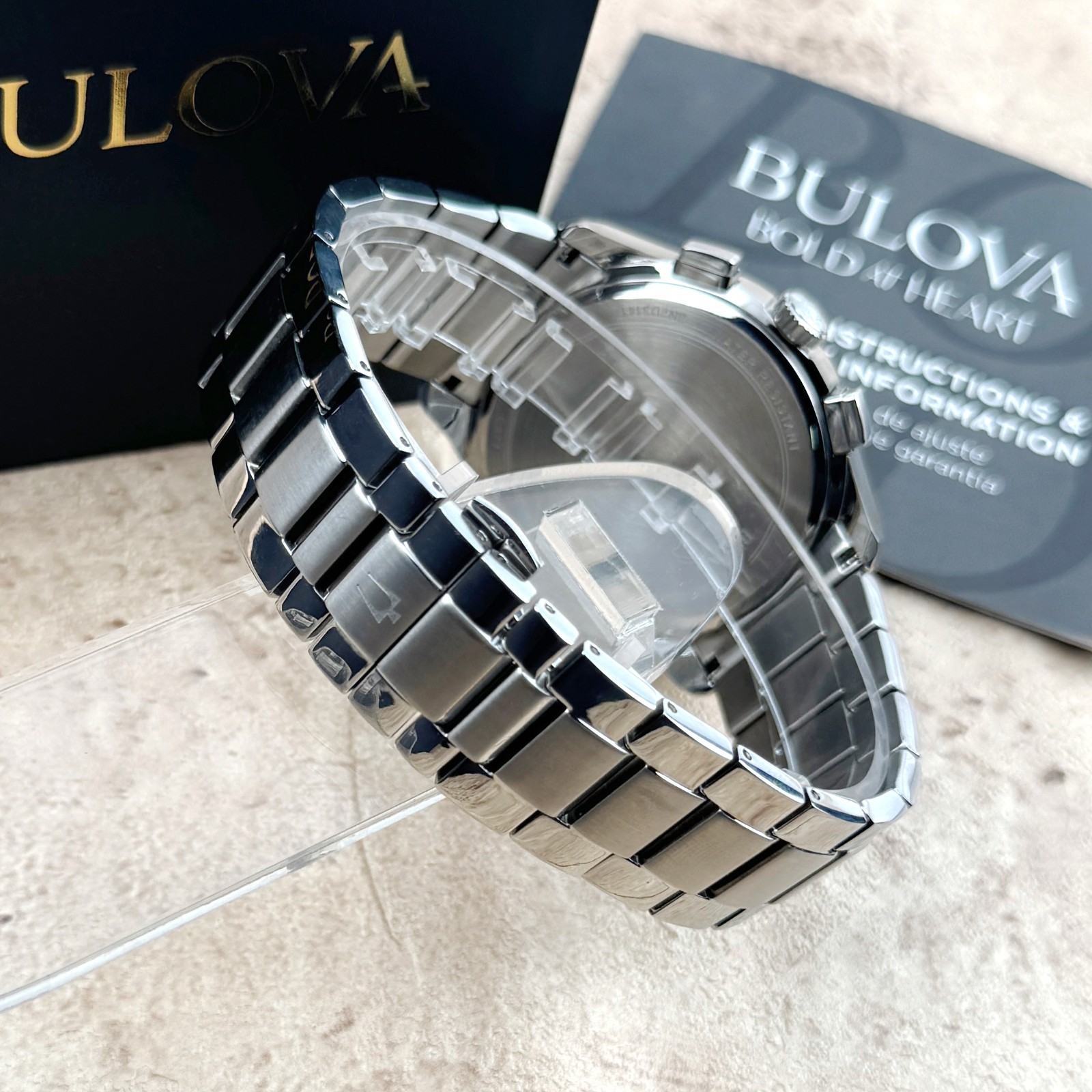 New Bulova Classic Dark BlackTextured Dial Chronograph Men’s Quartz Watch 96B288