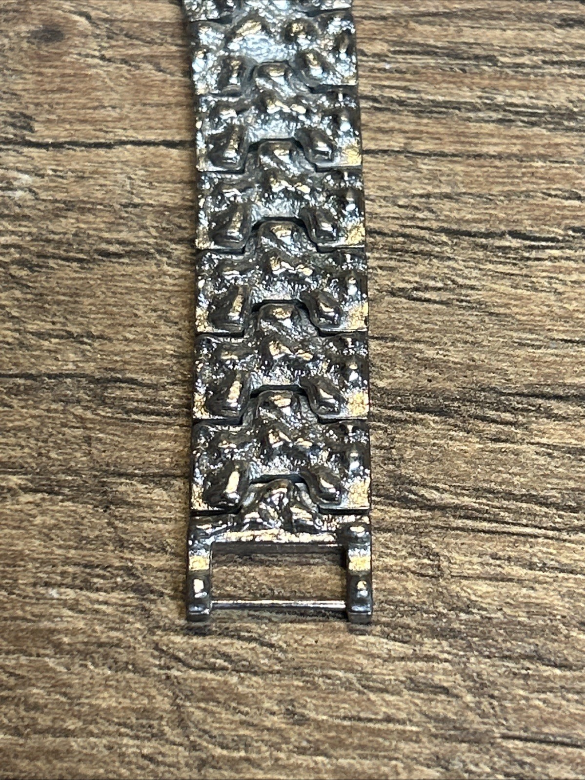 Paris 1937 Silver Tone Watch Sculptural Nugget-Style Quartz 8”