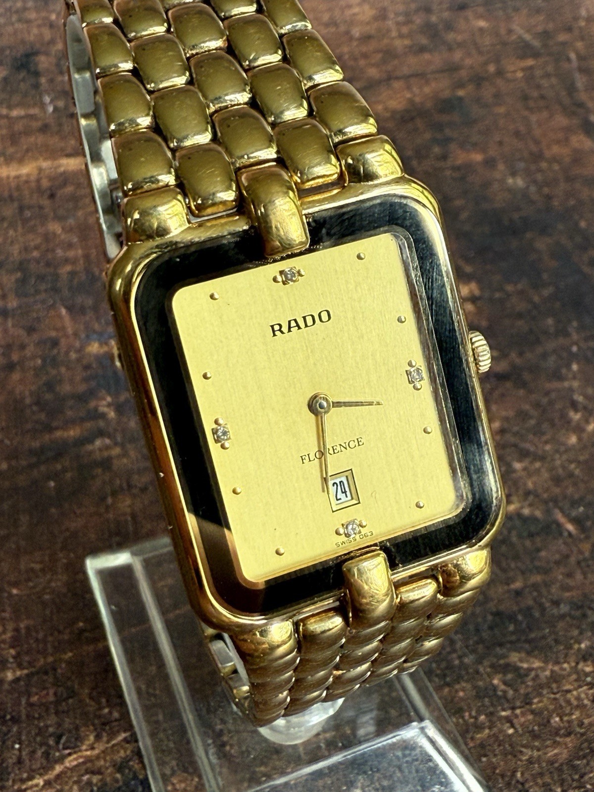 Rado Florence Vintage Men’s Tank 160.3651.2 Watch Gold Bark Dial Swiss Quartz
