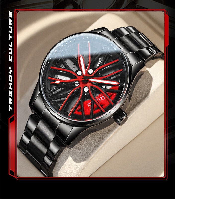 OLEVS Wheel Men’s Luxury Watch Waterproof Rotary Sport Car Rim Man Watch High