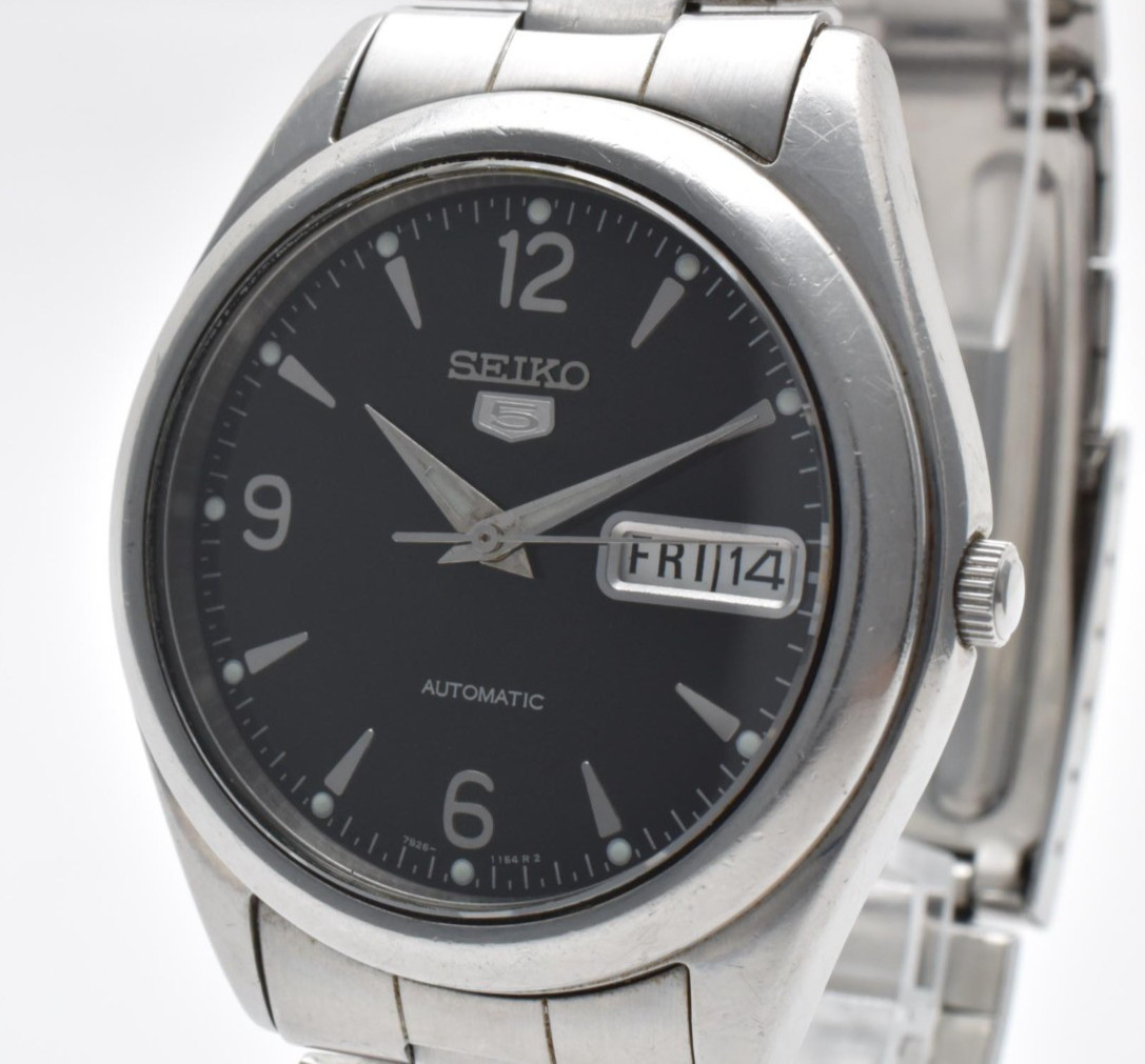 Seiko 5 Automatic 7S26-0060 Black Dial Day-Date Vintage Men’s Watch Case 37mm