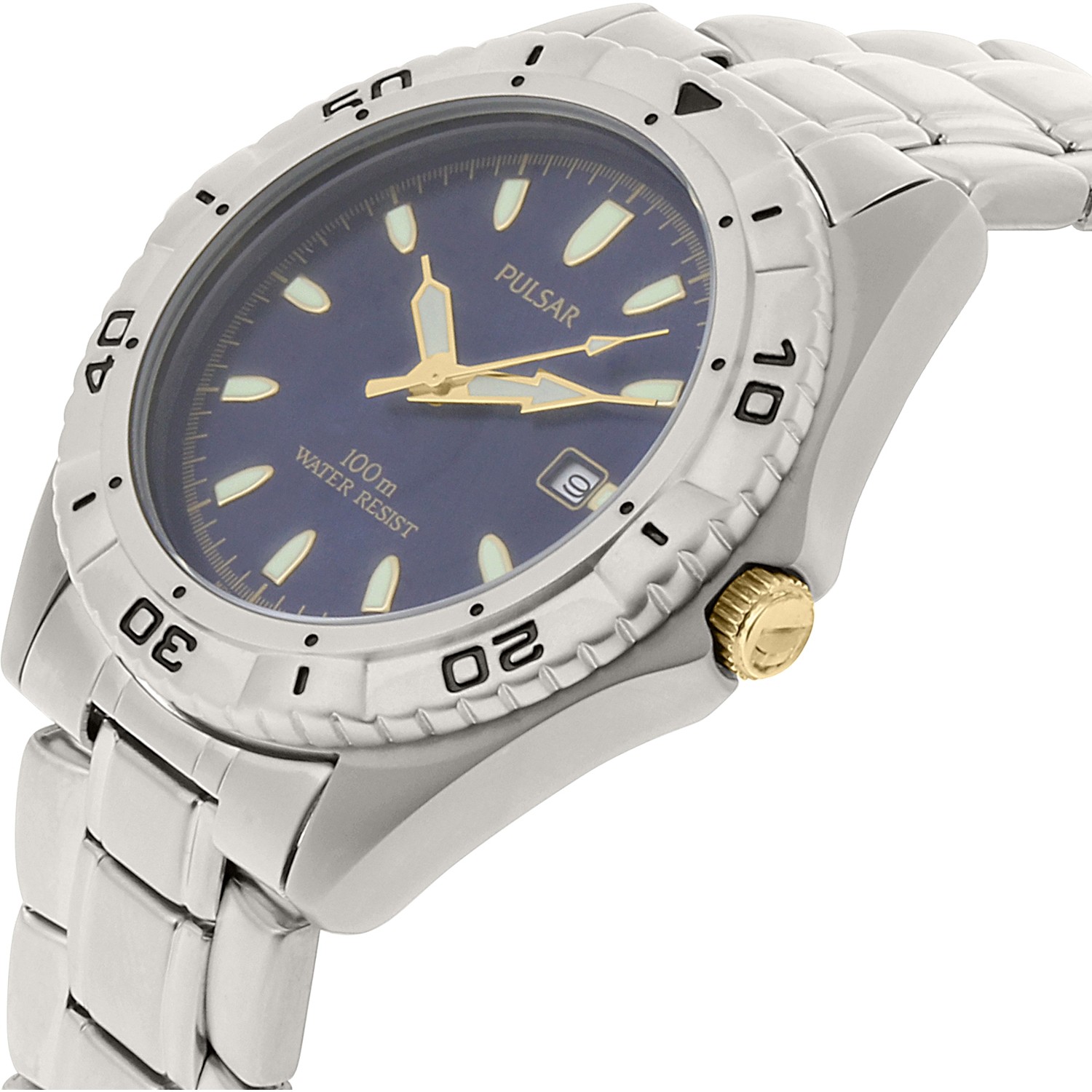 Pulsar Men’s PXD681X Silver Stainless Steel Blue Dial 100m Quartz Watch