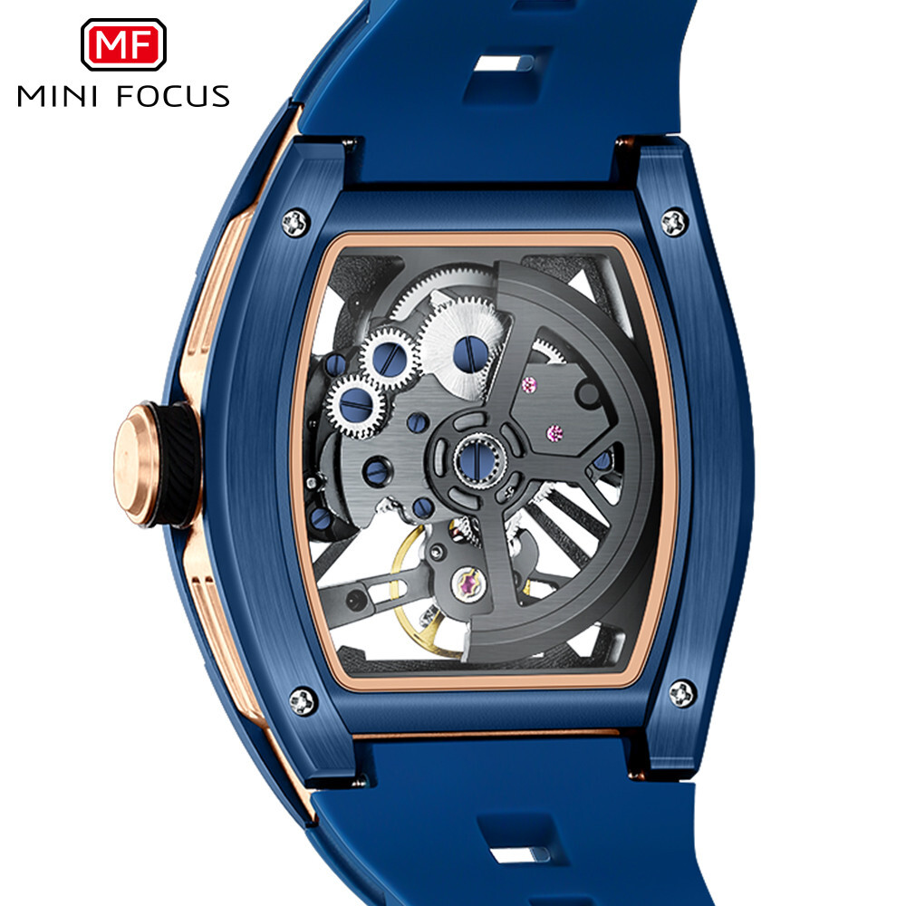MINI FOCUS Men Mechanical Watch Automatic Hollow Out Male Rectangle Wristwatch