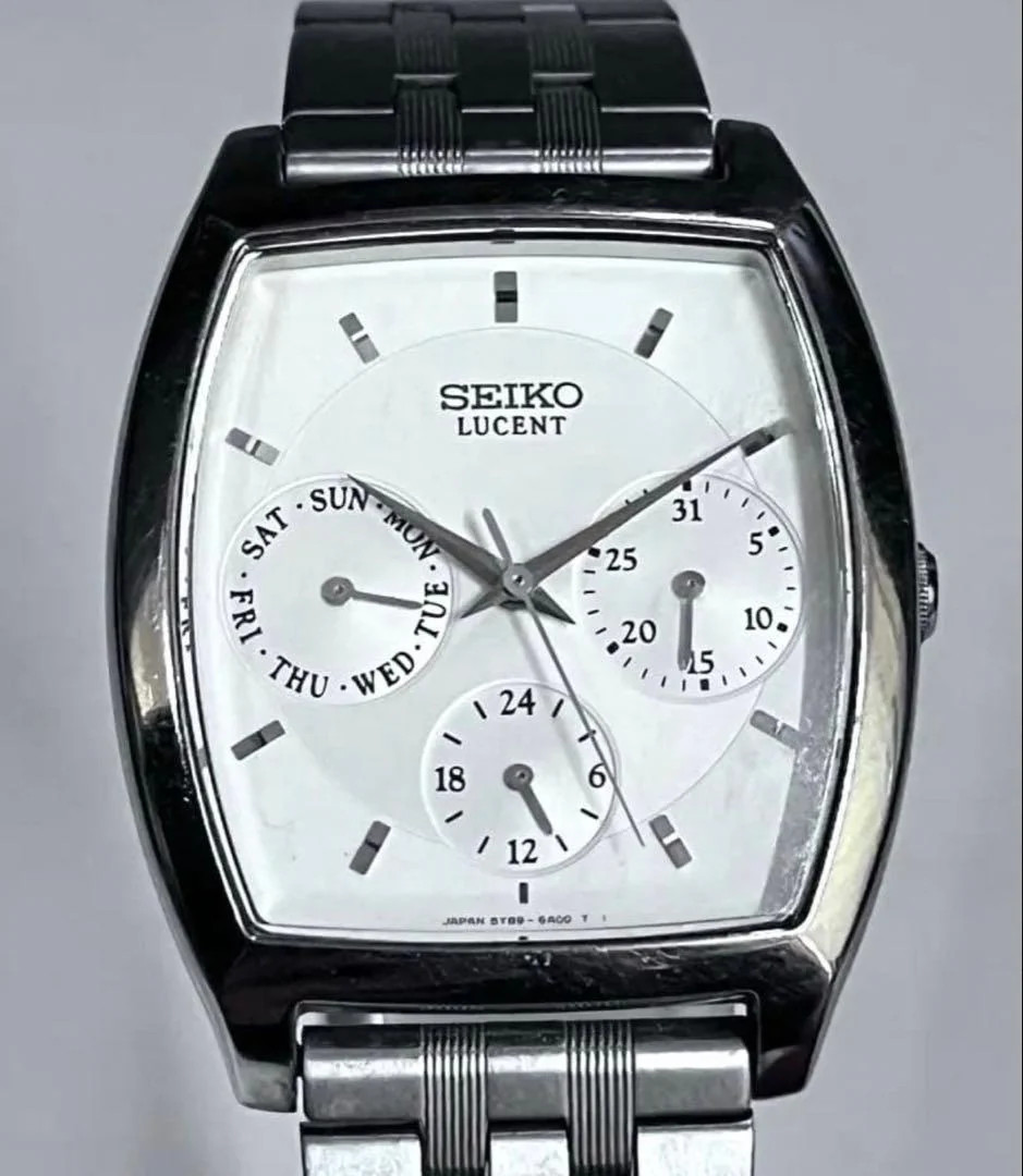 SEIKO Lucent 5Y89 Quartz 1.25in Silver Tone