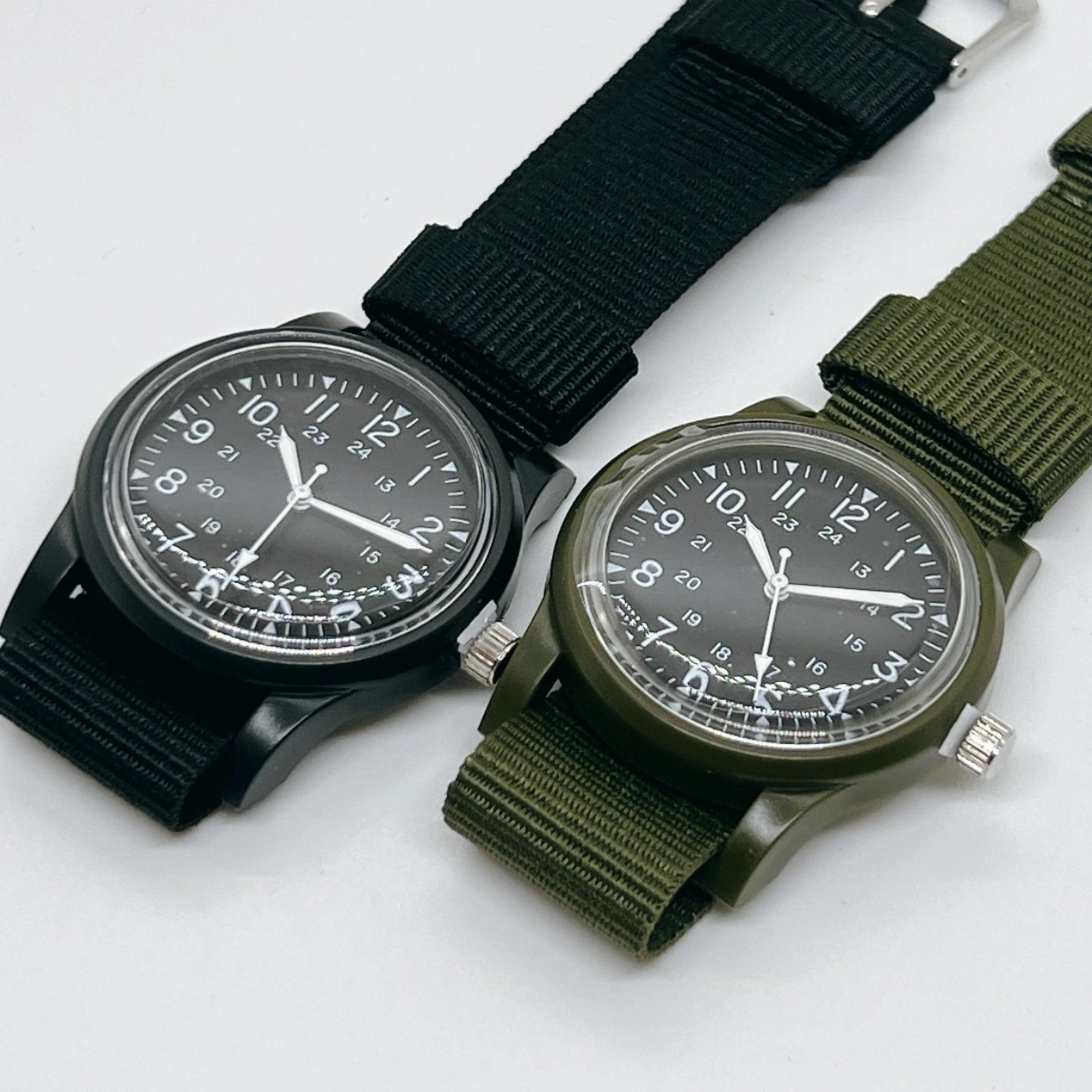 DAISO Mili Watch Olive Green And Black Set of 2 Military Watch japan