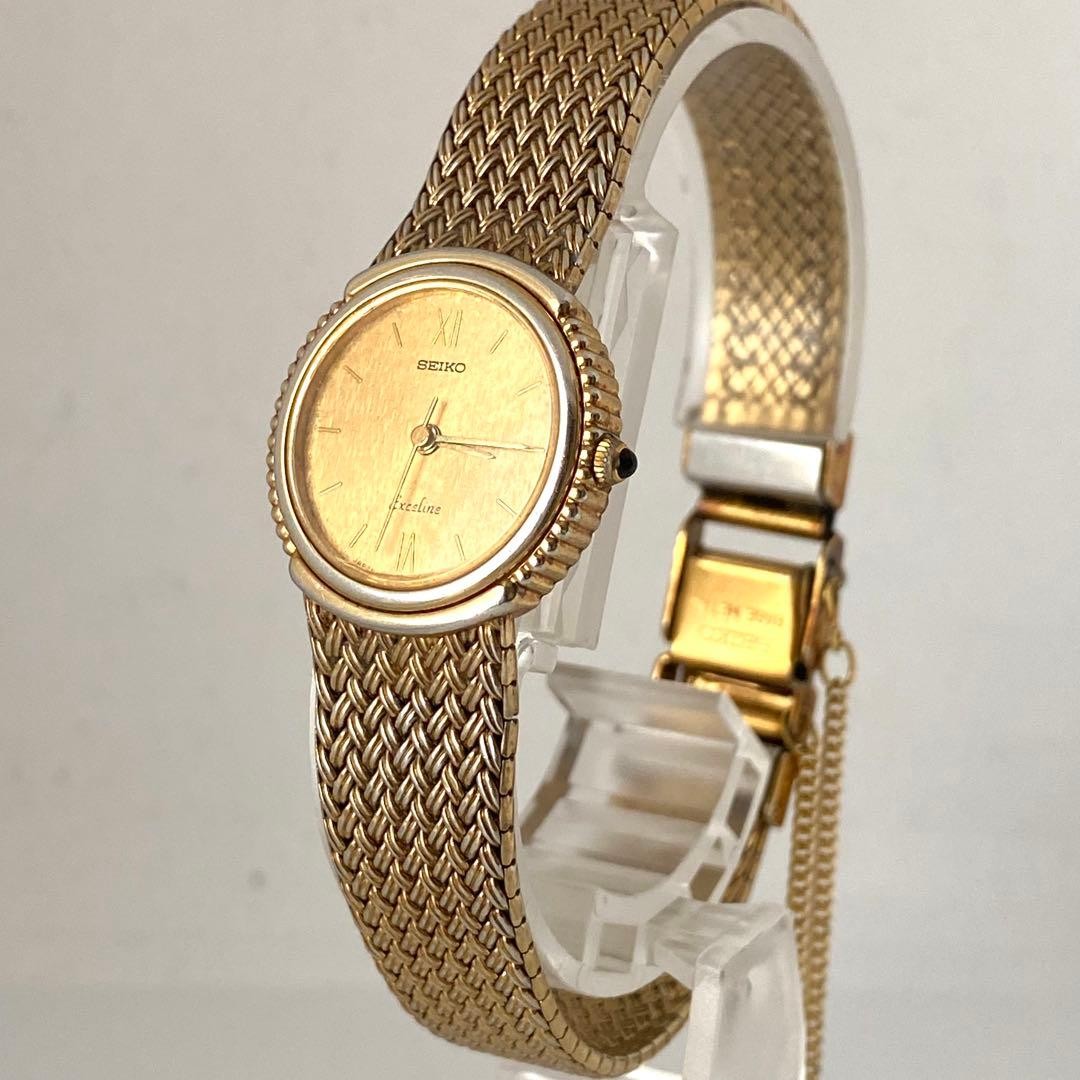 Working Vintage SEIKO EXCELINE Round Gold Watch