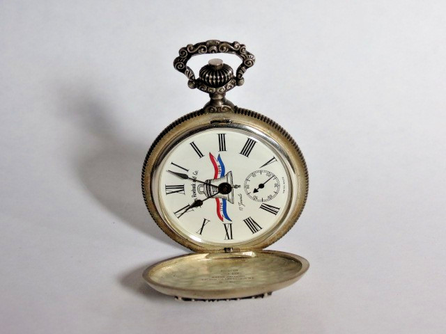 1776-1976 US Bicentennial 0.925 Silver Case Swiss Made 17 Jewel Pocket Watch