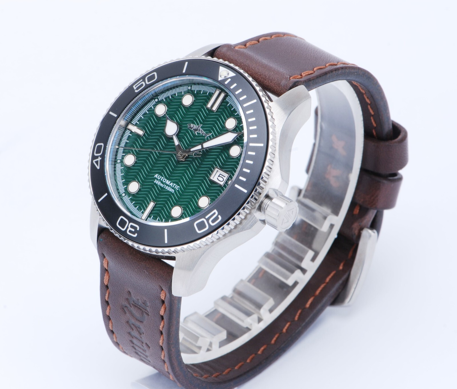 Heimdallr Trident Shark Wavy Dial NH35A Automatic Diver 300M Watch 43mm C3 316L