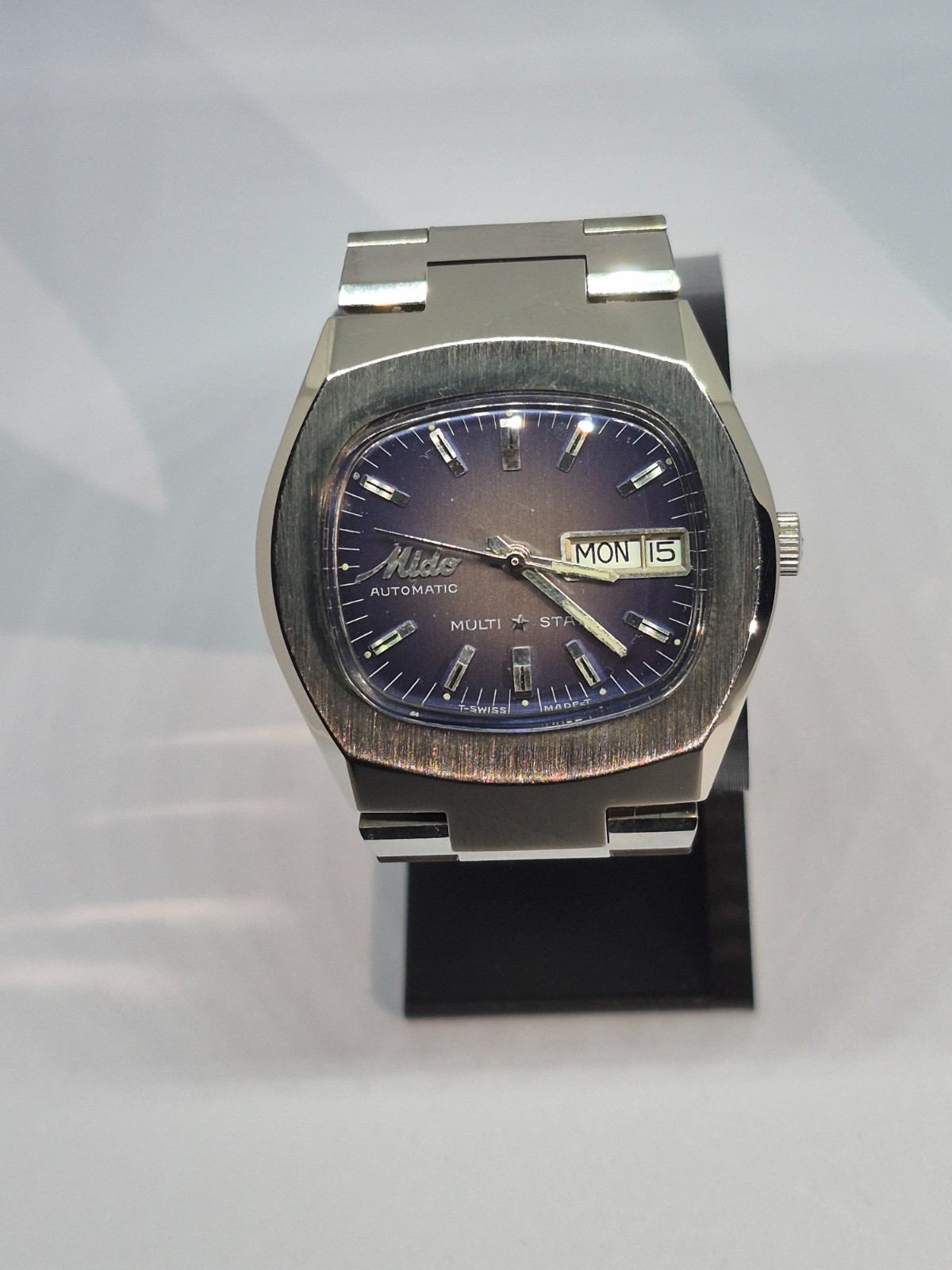 NICE VINTAGE MIDO MULTI STAR AUTOMATIC DAY DATE DRESS GENTS PURPLE DIAL 12. 1879
