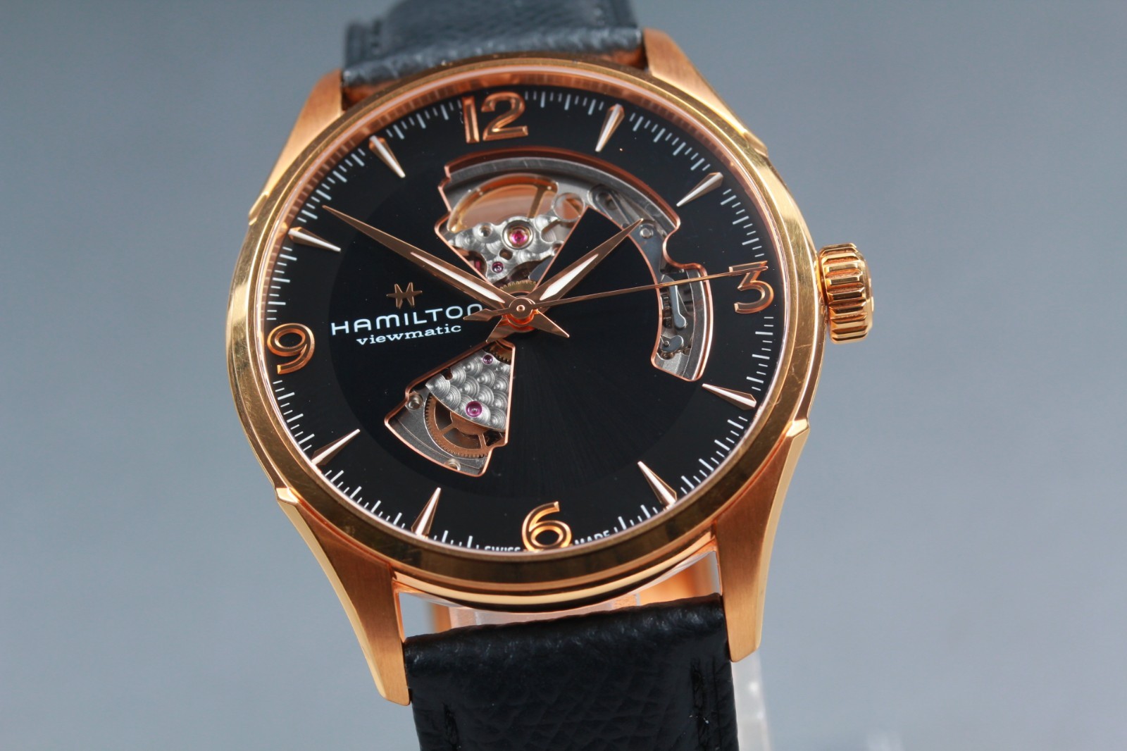 Hamilton Jazzmaster Open Heart H327350 Black Dial Automatic Mens Watch NEAR MINT
