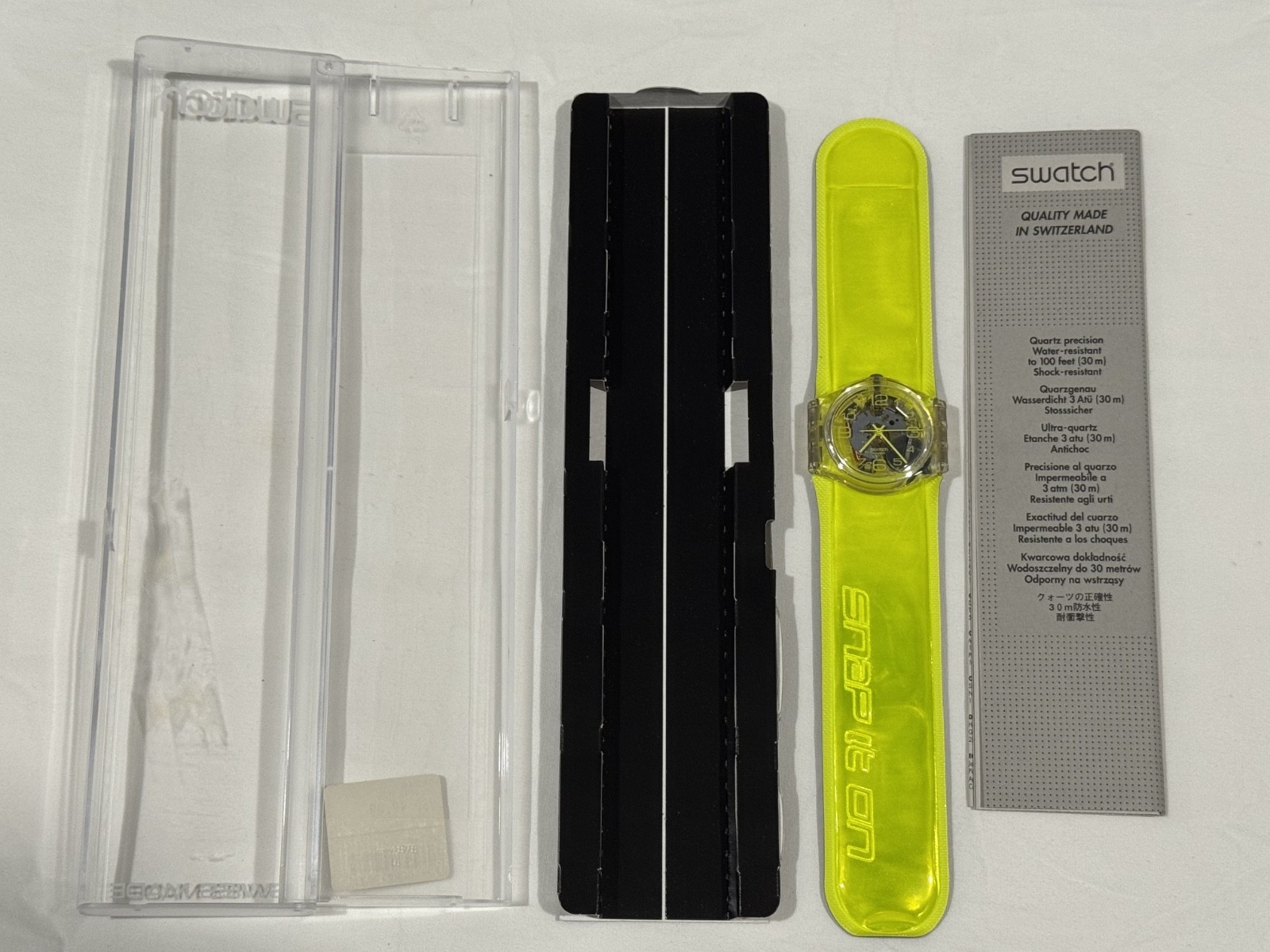 RARE 2001 Swatch SNAP IT ON Collection YELLOW SPRING Watch GK348 VINTAGE