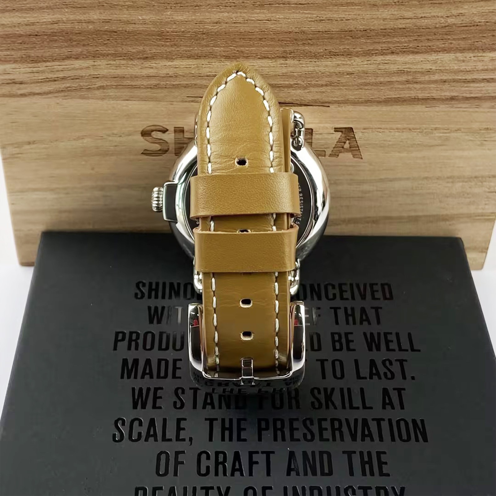Shinola The Runwell Green Dial and Tan Leather Strap Men/Women Quartz Watch 41MM