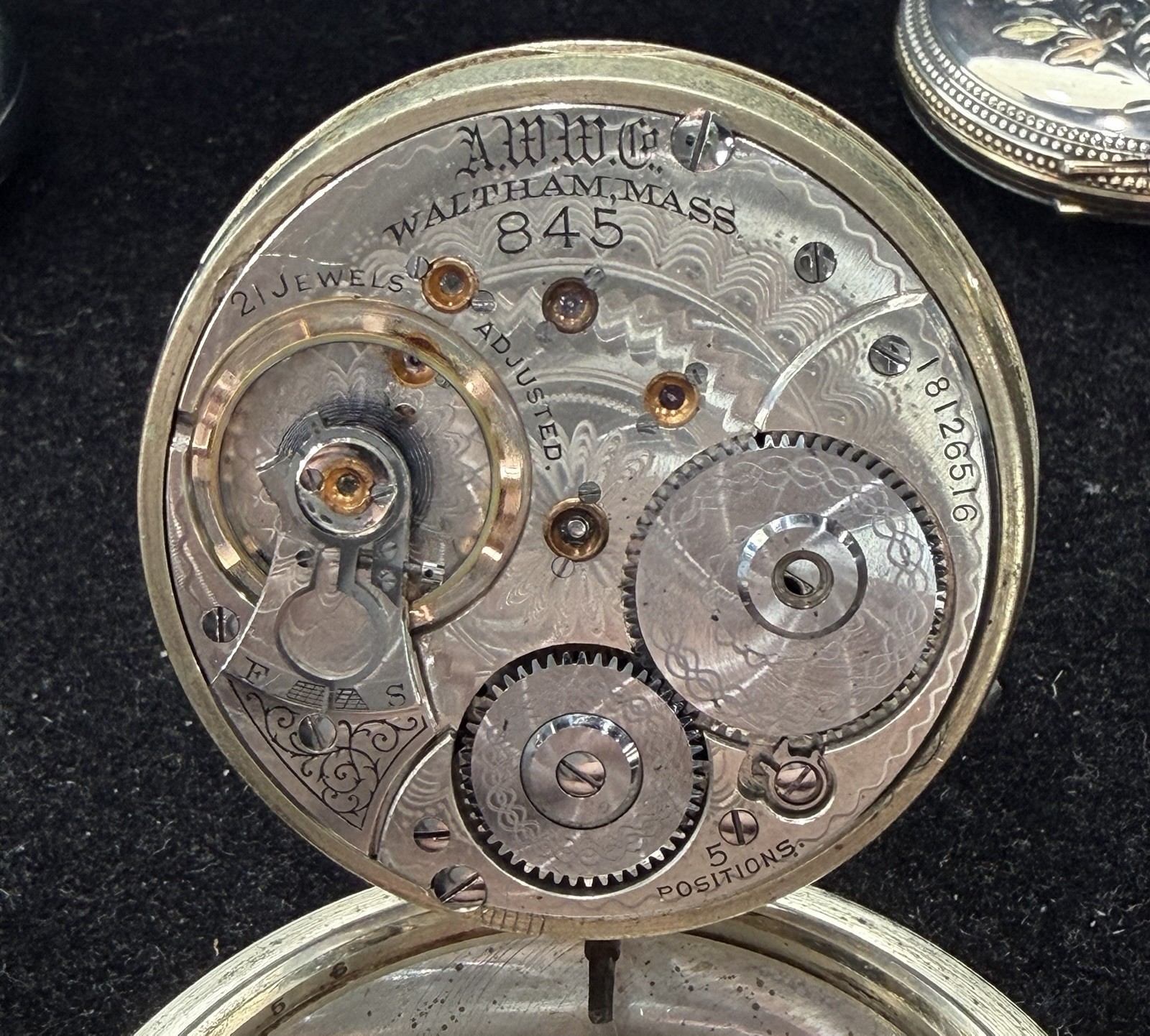 Waltham Mass 845 Sterling Silver Pocket Watch 21 Jewels Large Heavy