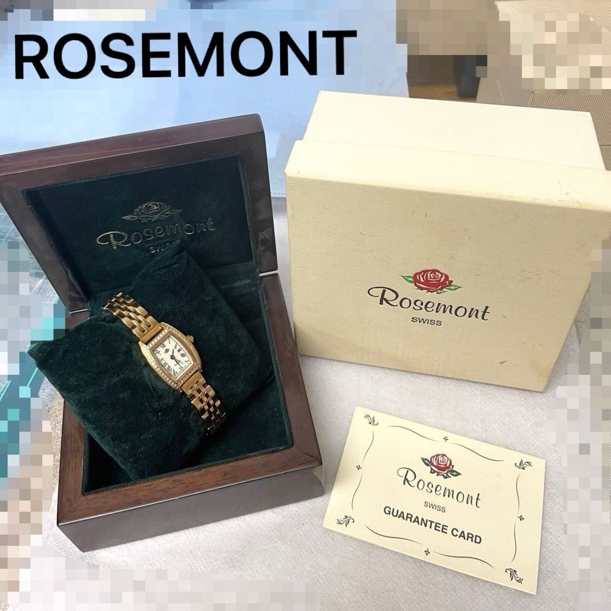 Working Excellent Condition ROSEMONT Watch Stone Bezel Tonneau Pink Gold Delicat