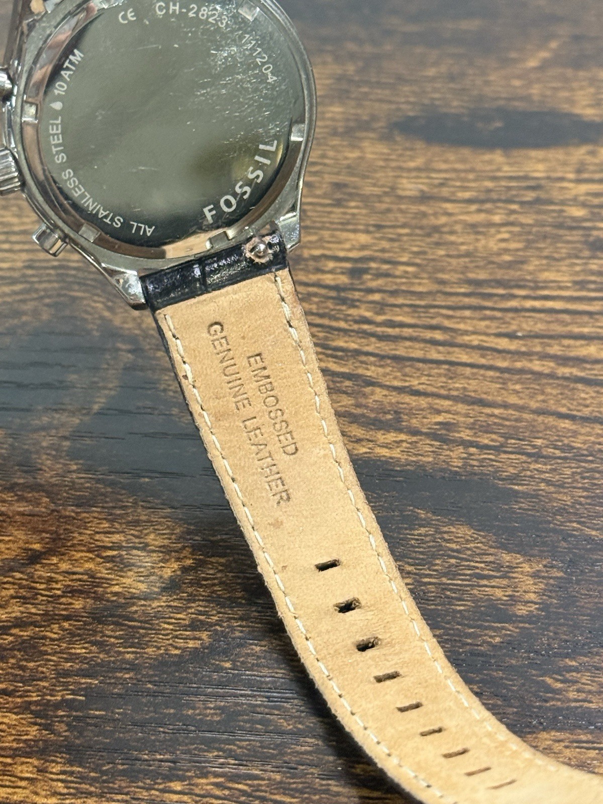 Fossil CH2823 Chronograph Men’s Watch White Dial Black Leather 38mm Working