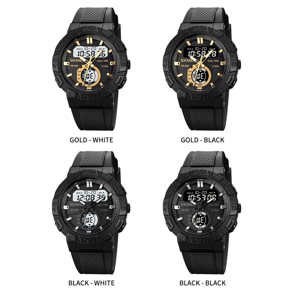 Men Digital Stopwatch Alarm Sport Watch Daily Water Resistant Rubber Wristwatch