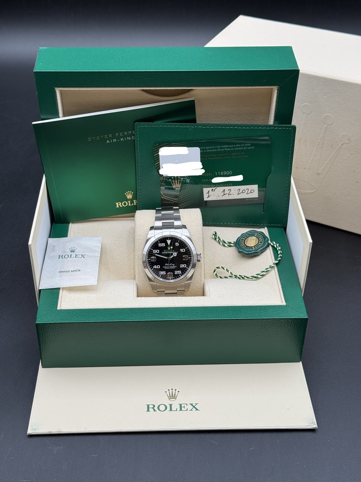 Rolex Air-King 116900 Silver Oyster Bracelet with Silver Bezel 2020 NFC Card