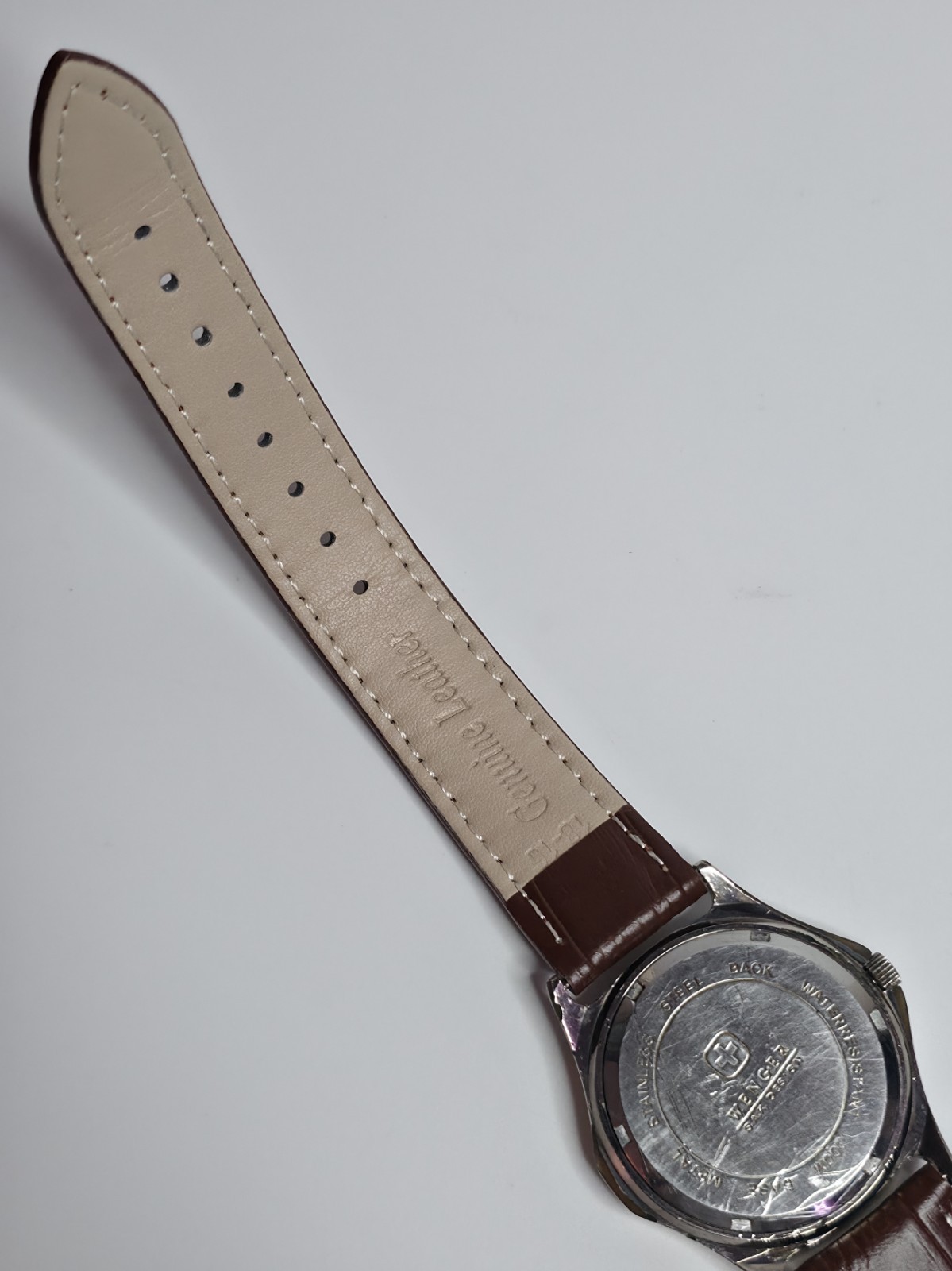 Wenger S.A.K. Design Two-Tone Men’s Quartz Watch – White Dial, Date, Brown…