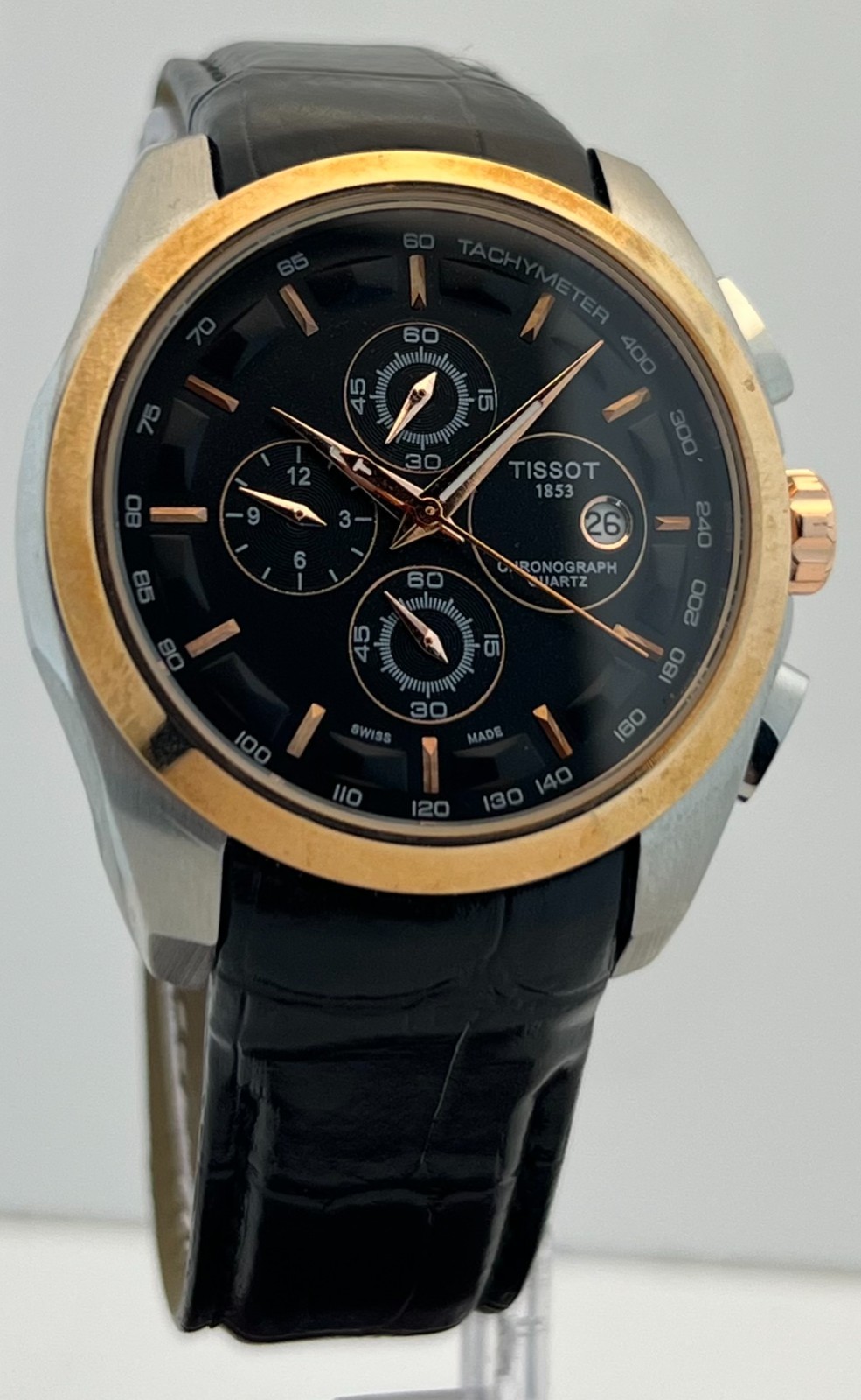 Amazing Men’s Chronograph Date Black Dial Quartz Excellent Condition Wristwatch