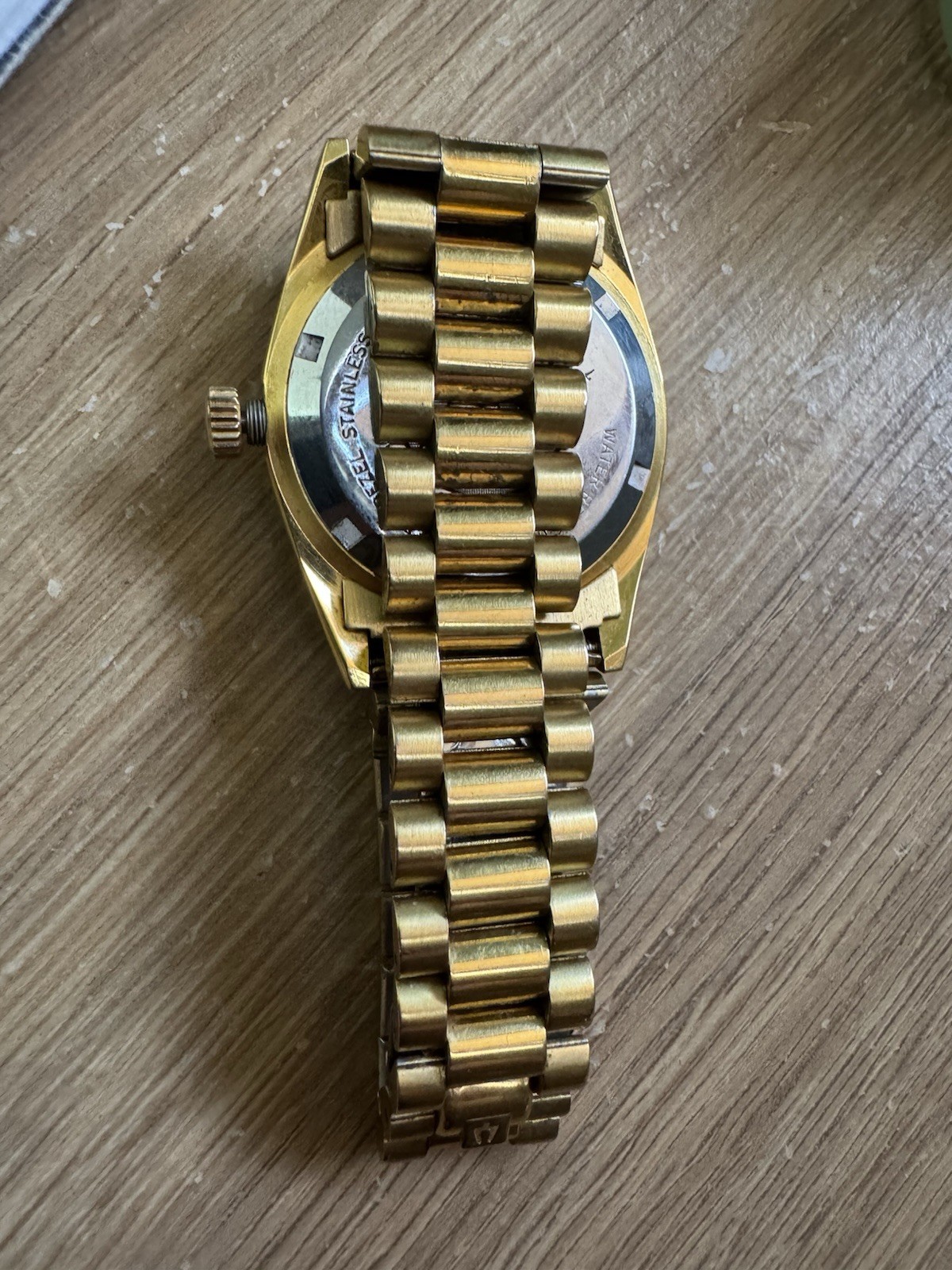 BULOVA Super Seville 35mm 19cm 7.5in Day Date Automatic Gold Watch Working