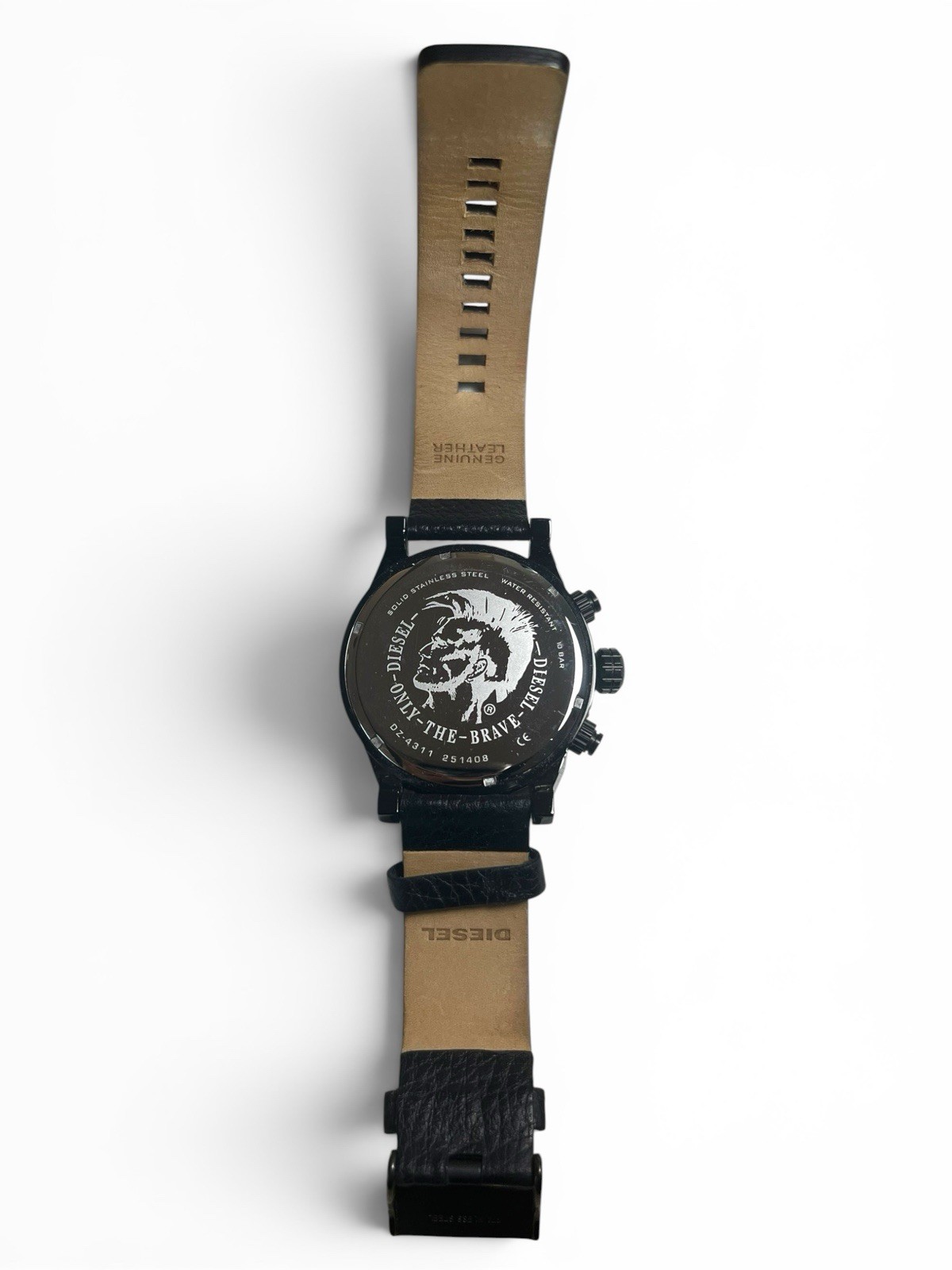 Diesel DZ4311 Overflow Chronograph Black Leather Men’s Watch Date 10BAR