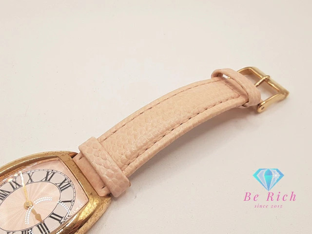 [A1R] Menard AA 013461 Tonneau Pink SS Leather Quartz Watch [m3x]