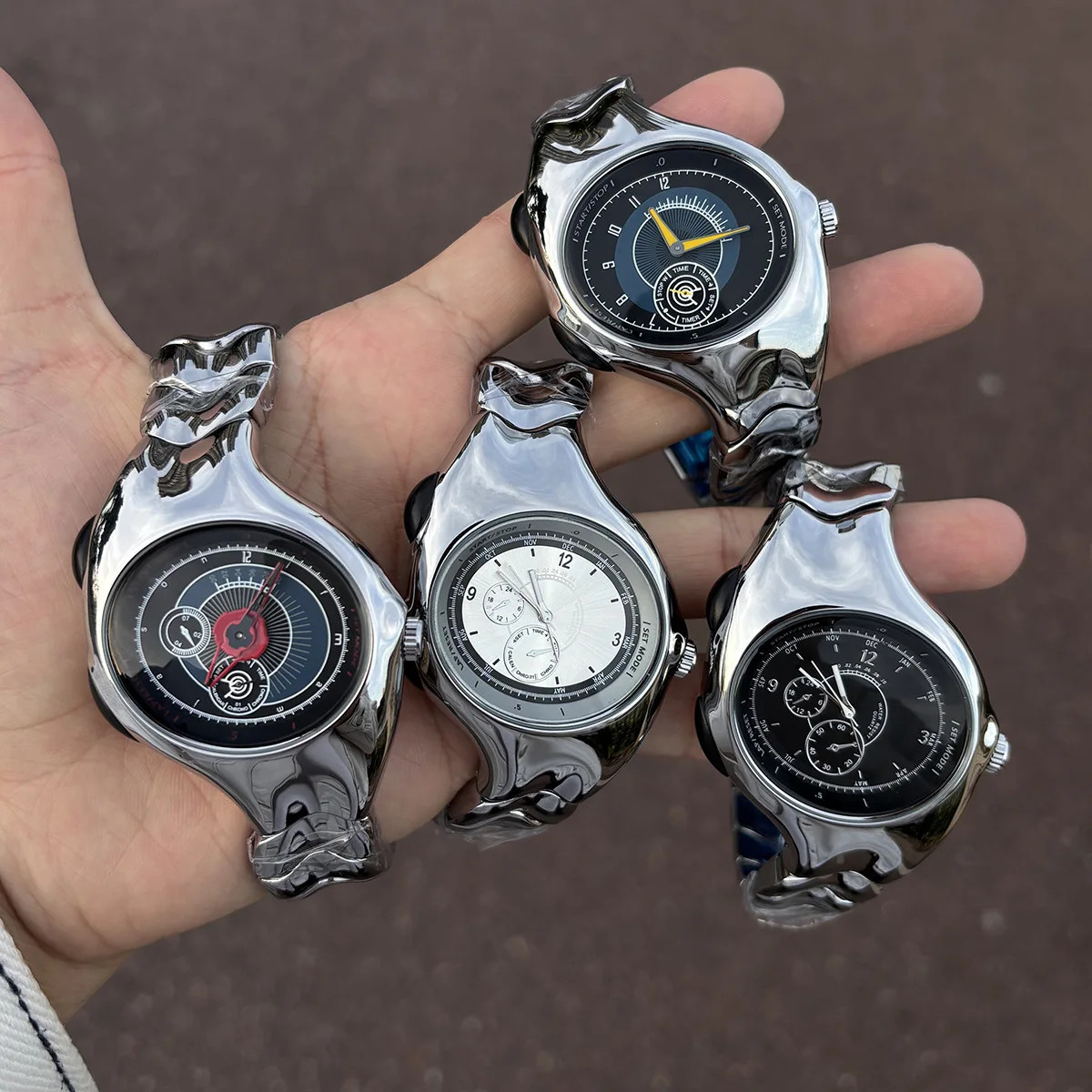 Y2K Alien Oval Quartz Watch Twisted Irregular Futuristic Retro Streetwear