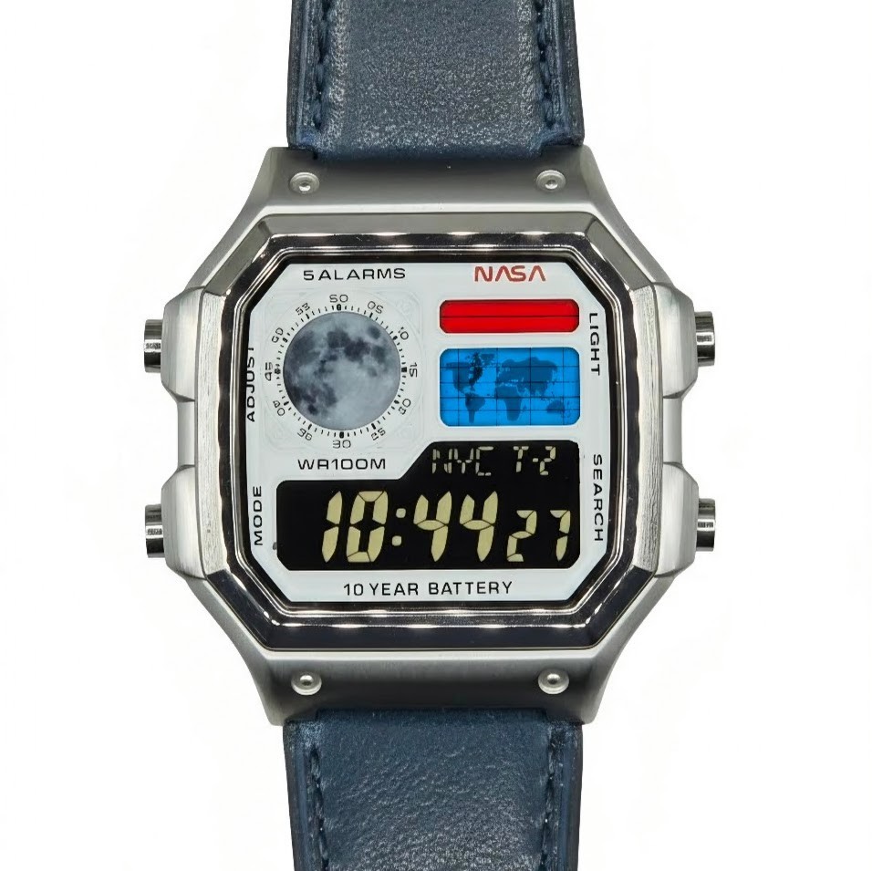 NASA Based on CASIO AE-1200WHD. Royale Watch Mod. Negative Display – Steel Case