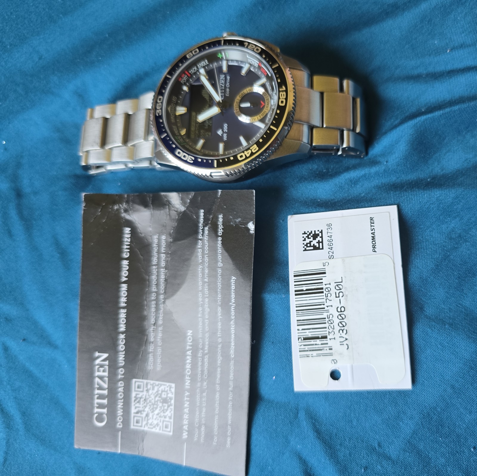 CITIZEN Promaster Marine Wave Tracker JV3006-50L Blue Dial Chronograph Watch