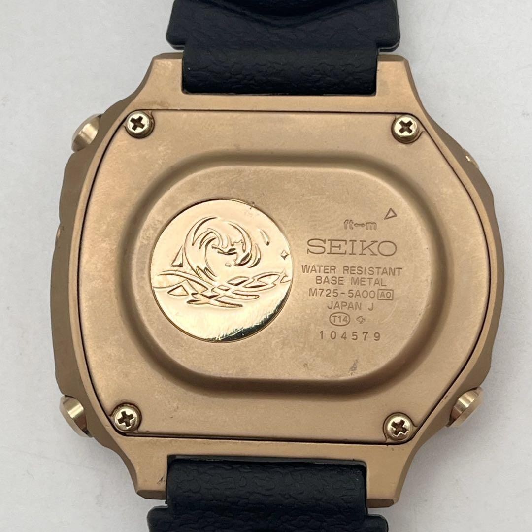 Seiko Rare M725-5A00 60366-008022O Quartz Mens Wristwatch Black Dial 51.2mm