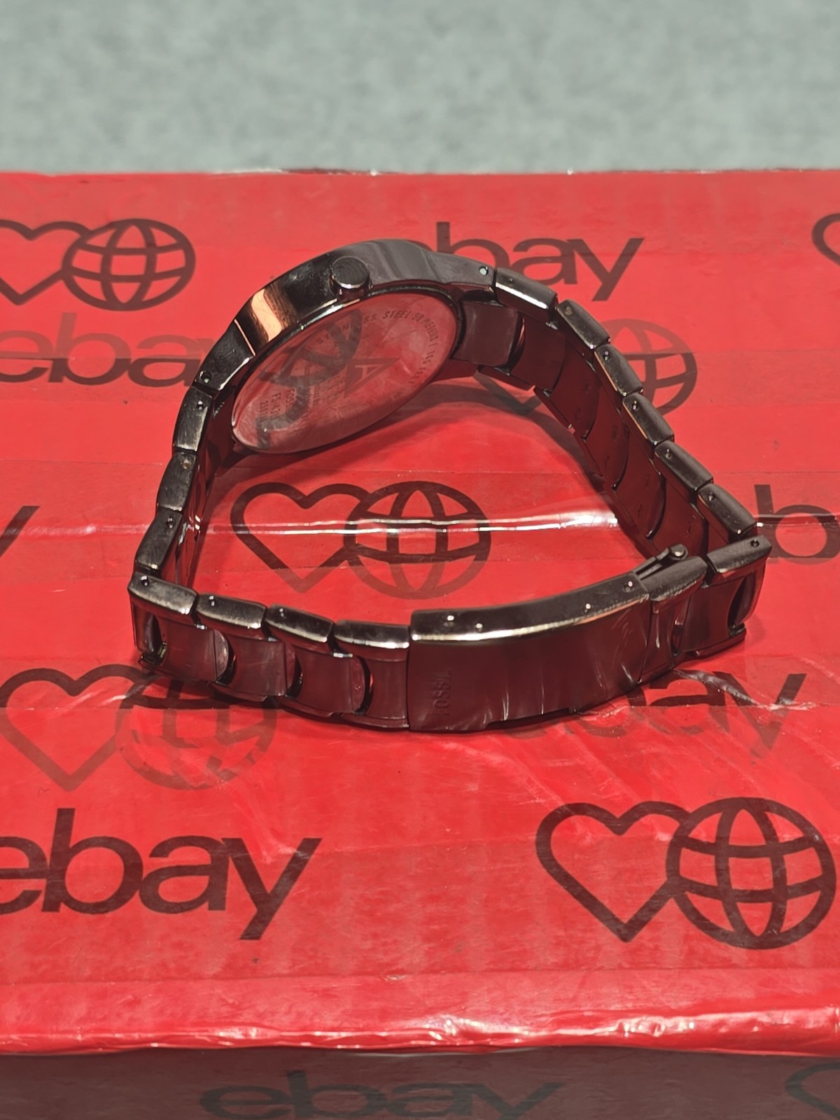 Fossil Arkitekt Watch Mens 40mm Brown Purple Stainless 6.75″ (Needs New Battery)