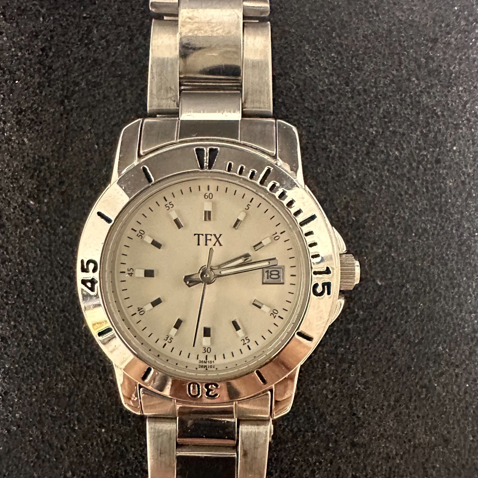 TFX by Bulova Womens Watch Silver Tone Date Window 36M101 New Battery 6.25″