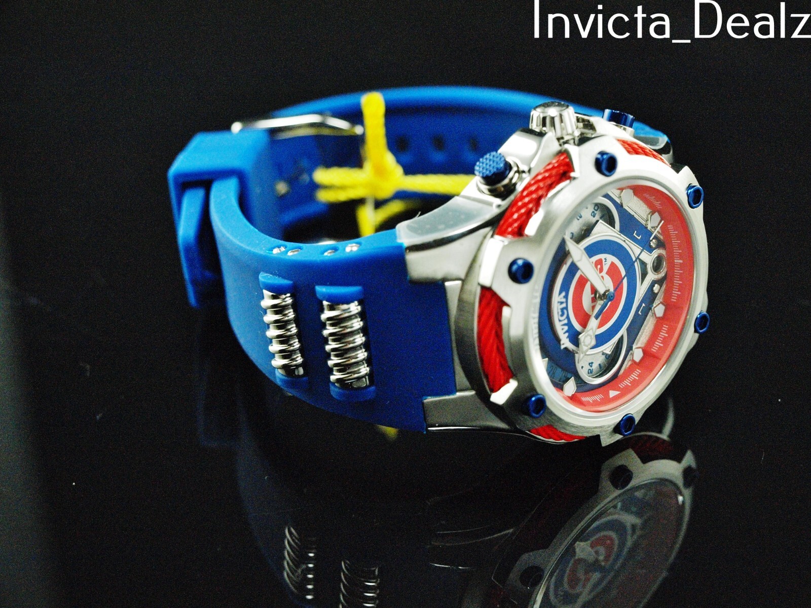 Invicta 40mm MLB Chicago Cubs Bolt GMT Quartz Blue Strap SS Watch