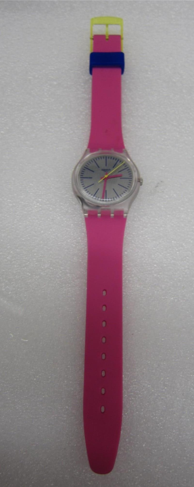 Swatch GE256 Fluo Pinky Quartz Watch Hot, Hot, Hot Pink! 3 Bar 34.00 mm