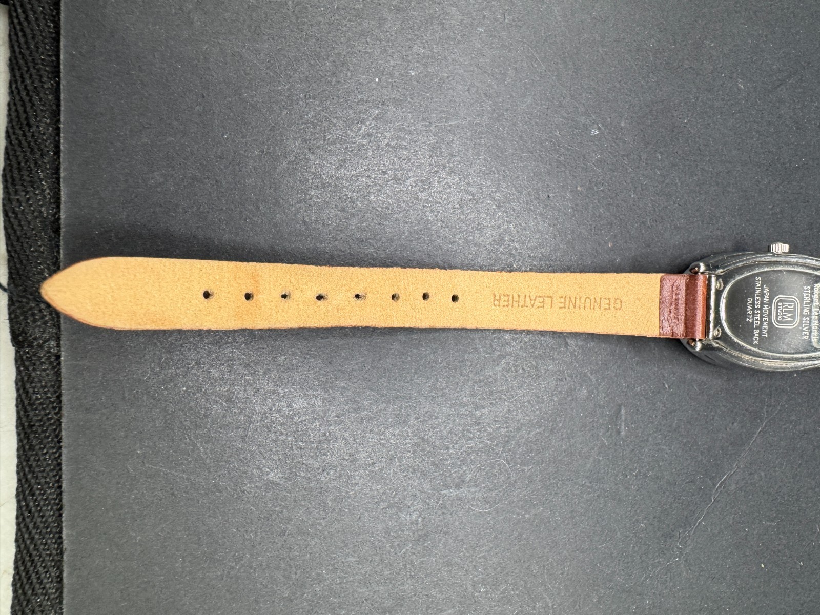 Robert Lee Morris Studio 925 Sterling Silver Modernist Oval Watch Brown Band