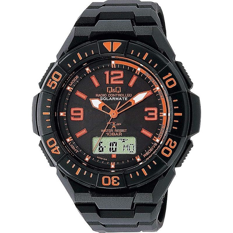 Citizen Q Q Watch Analog Radio Solar Waterproof Date Urethane Belt MD06 315 Men’