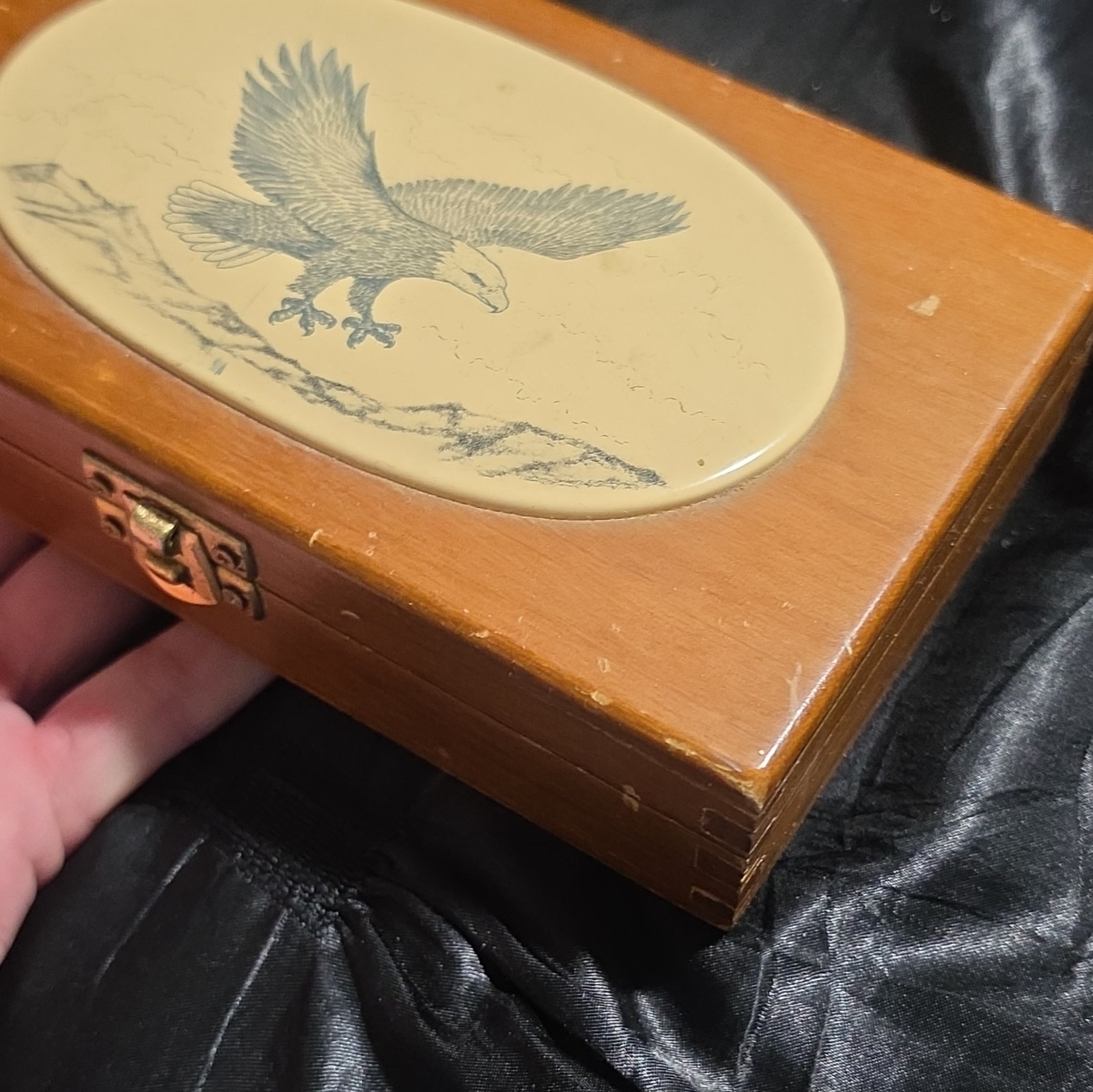 Colibri Swiss Quartz Full Hunter Eagle Pocket Watch Gold Dial w/ Chain & Box