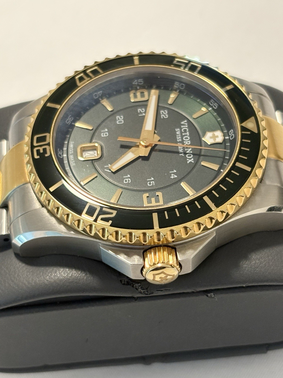 Victorinox Swiss Army Maverick GS Mens Watch 241605 Green Dial Two Tone Steel