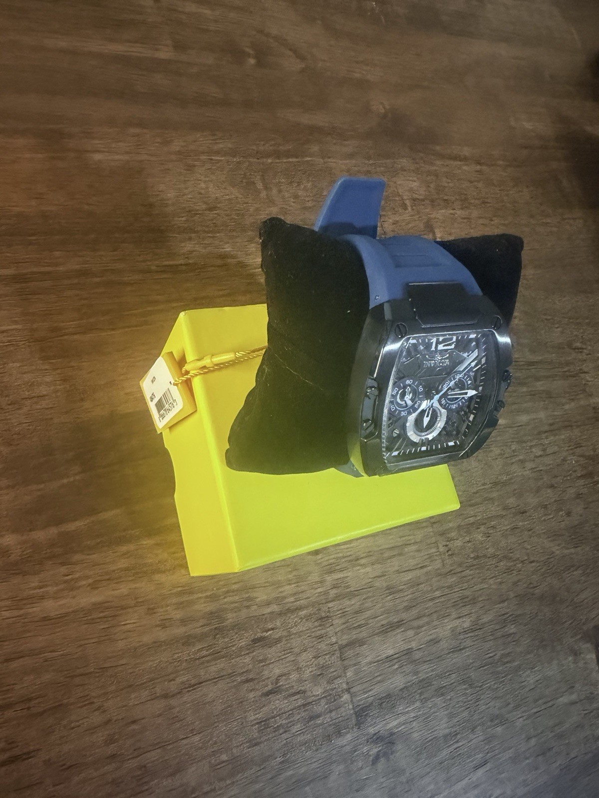 Invicta Men’s Chronograph Quartz Tonneau Watch Black/Blue 30m w/Box