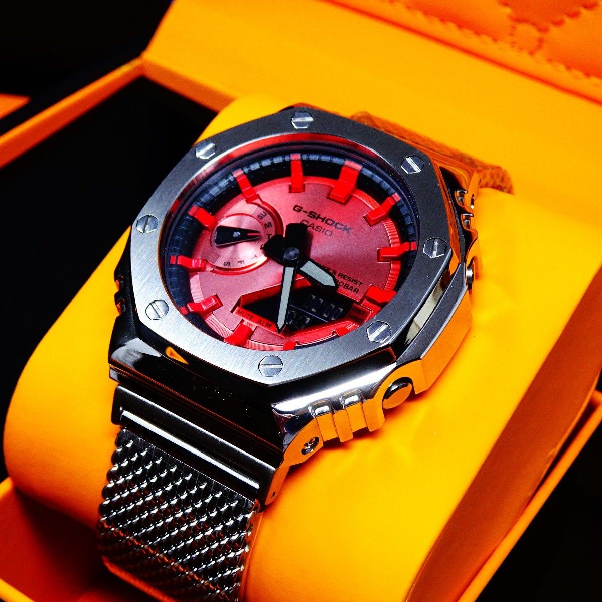 CASIO G-SHOCK GA2100RRB-4A Custom with stainless steel belt New Japan